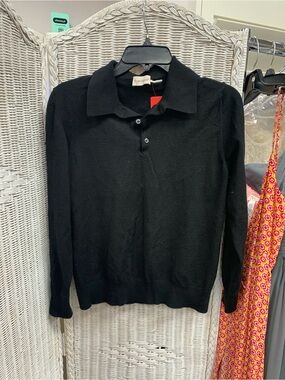 Moncler Black Collared V-Neck Polo Sweater